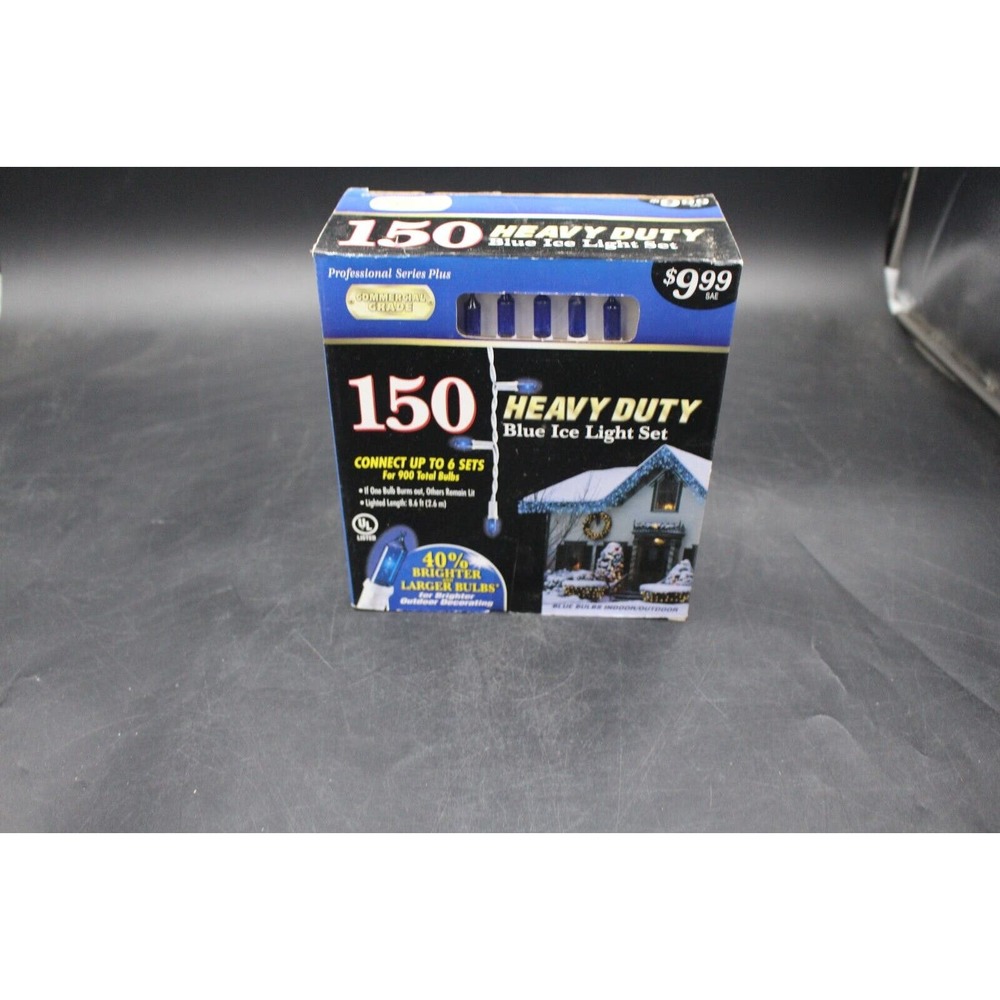 Blue Ice Outdoor Christmas Holiday Light Set 1 Boxes 8.6 Feet long 150 Lights